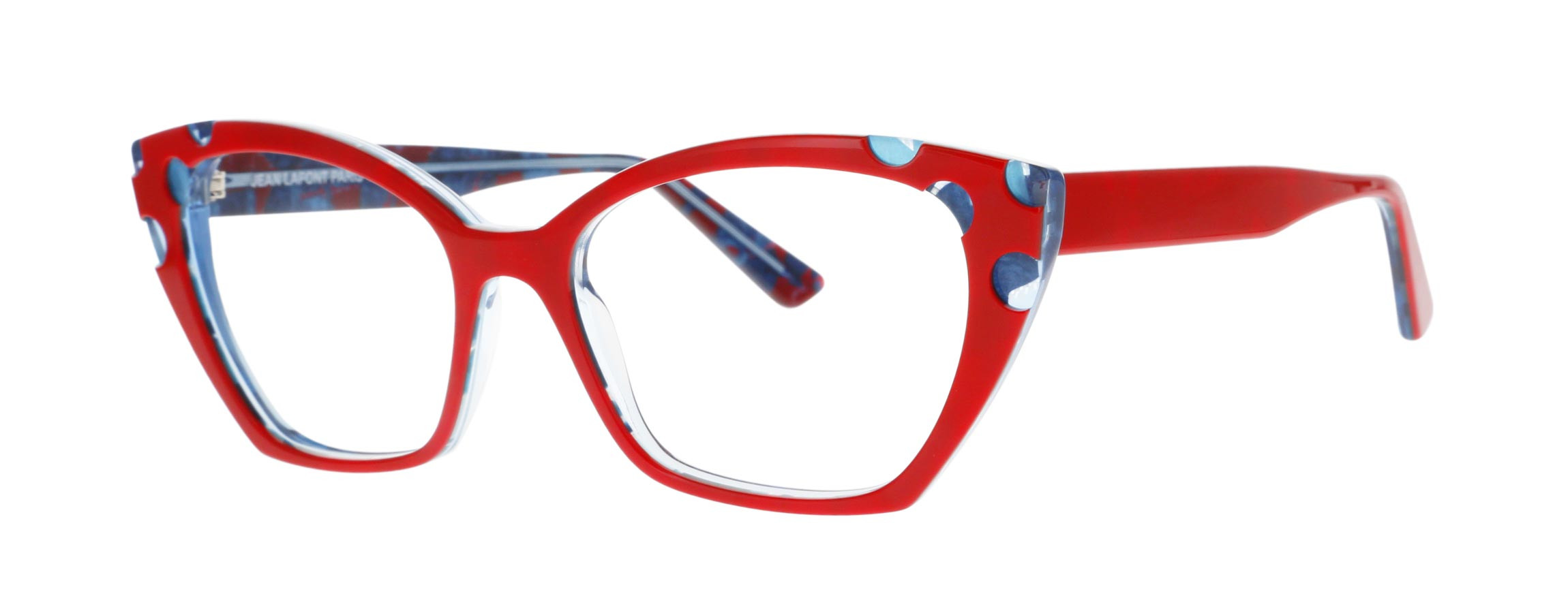 Jean Lafont Lampedusa 900 Black Square Frames Red/White Dotted Sunglasses Lafont Vintage Eyewear Deals - New and used pre-owned Finds  main image 2