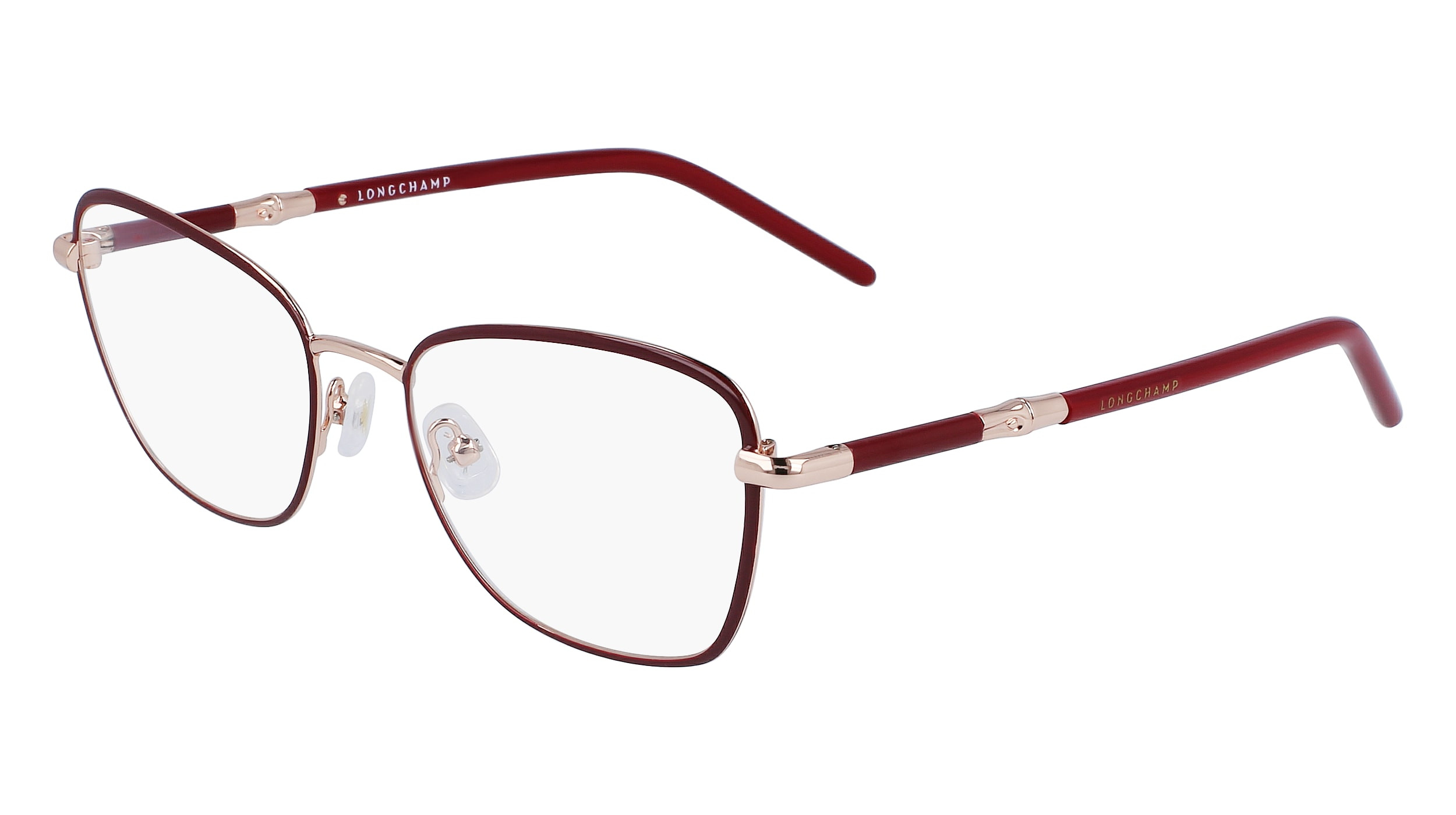 Longchamp LO2155 772 Gold Burgundy Cat Eye Eyeglasses Frames 53-18-140 Womens LO2155 Eyeglasses - Longchamp Authorized Retailer  main image 4