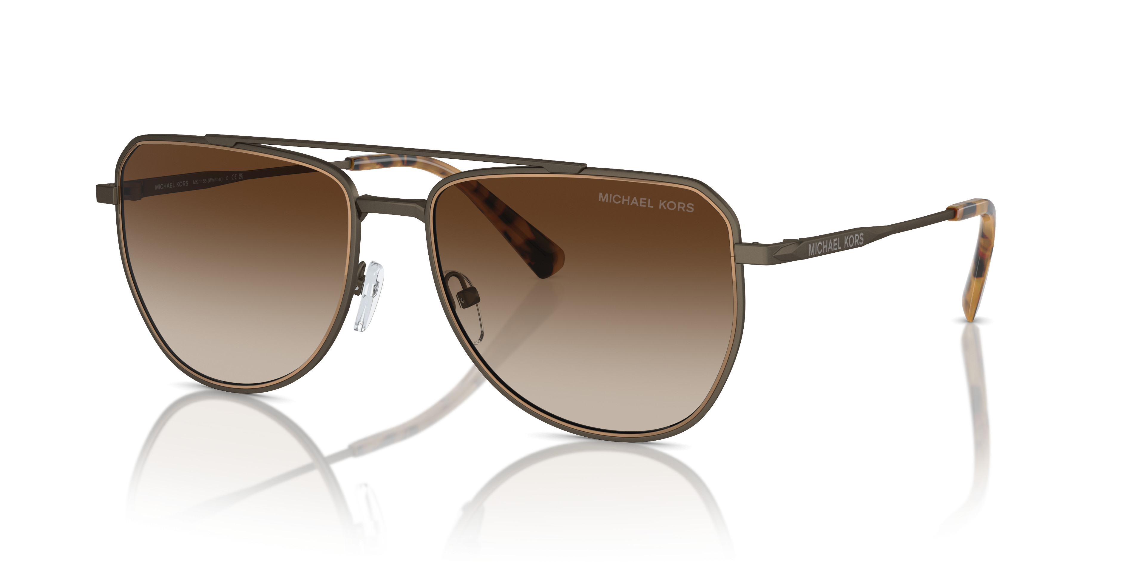 Michael Kors Aviator Sunglasses Silver Frame with Brown Lenses Kits.com -- Michael Kors MK1128J Empire main image 2