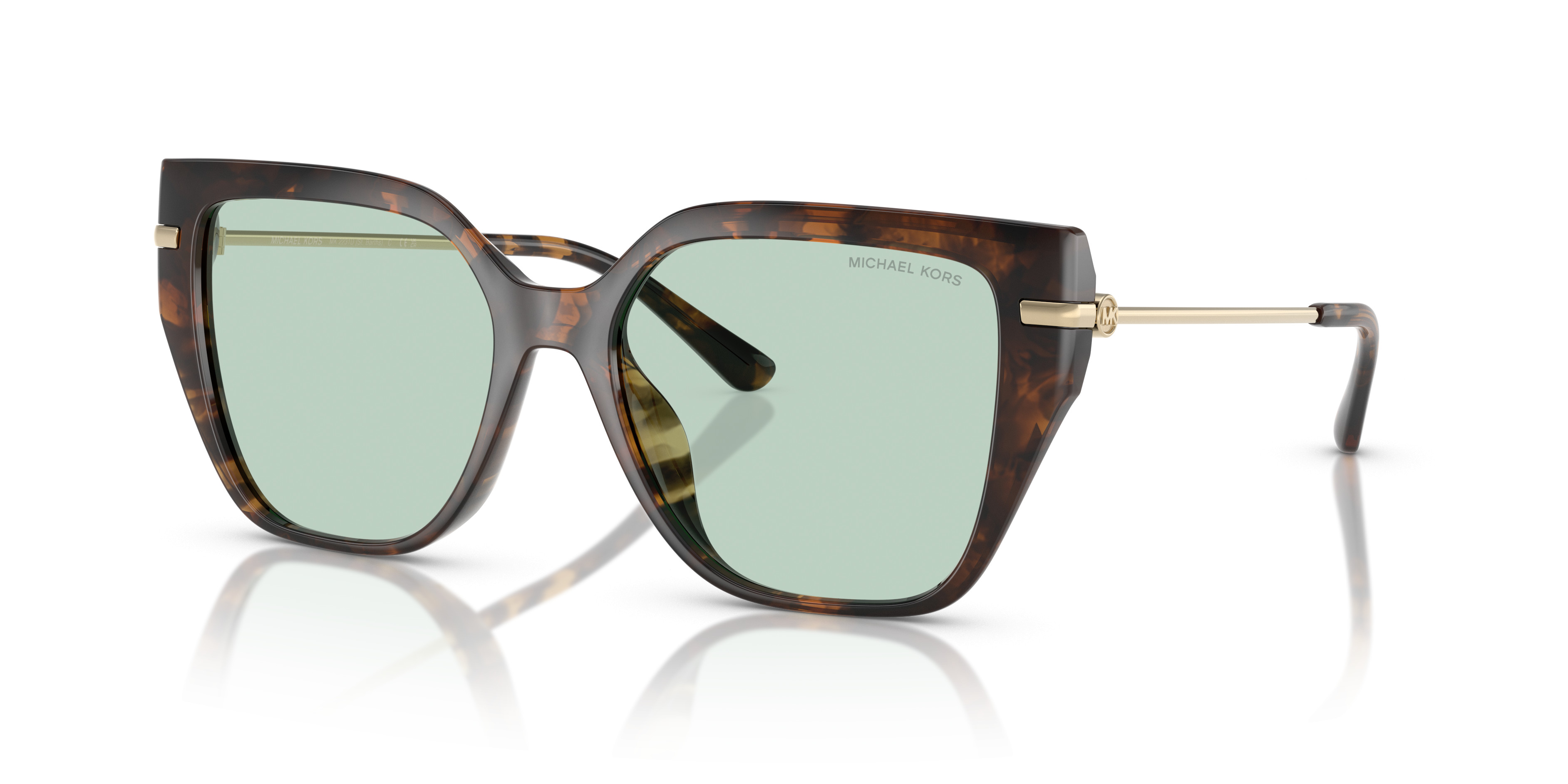 Michael Kors Turquoise Tortoiseshell Rectangular Sunglasses with Brown Lenses Michael Kors MK2098U Isle Of Palms Brown, Tortoise  main image 2