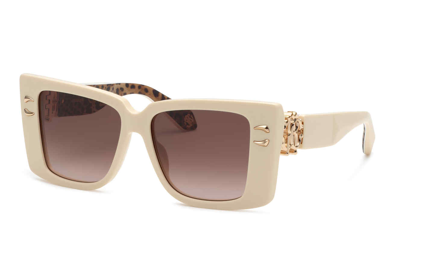 Roberto Cavalli Cream Frame Sunglasses with Brown Gradient Lenses Roberto Cavalli Sunglasses Monogram Collection in SHINY FULL  main image 3