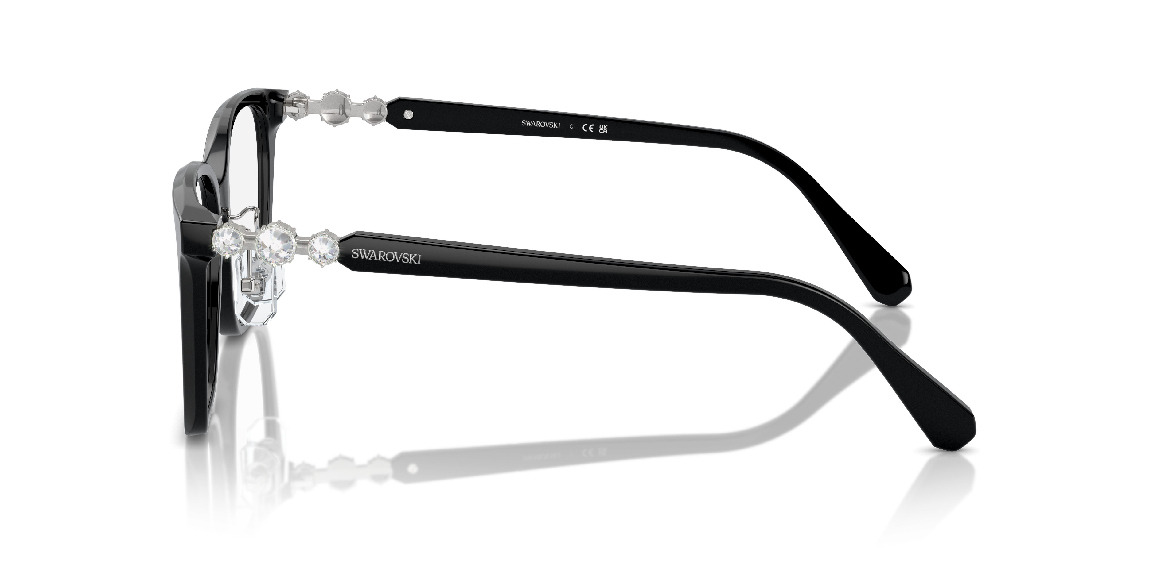 Swarovski SK2026D 1002 Dark Tortoise Crystal Embellished Cat Eye Eyeglasse Frame SK2026D Eyeglasses - Swarovski Authorized Retailer  main image 3