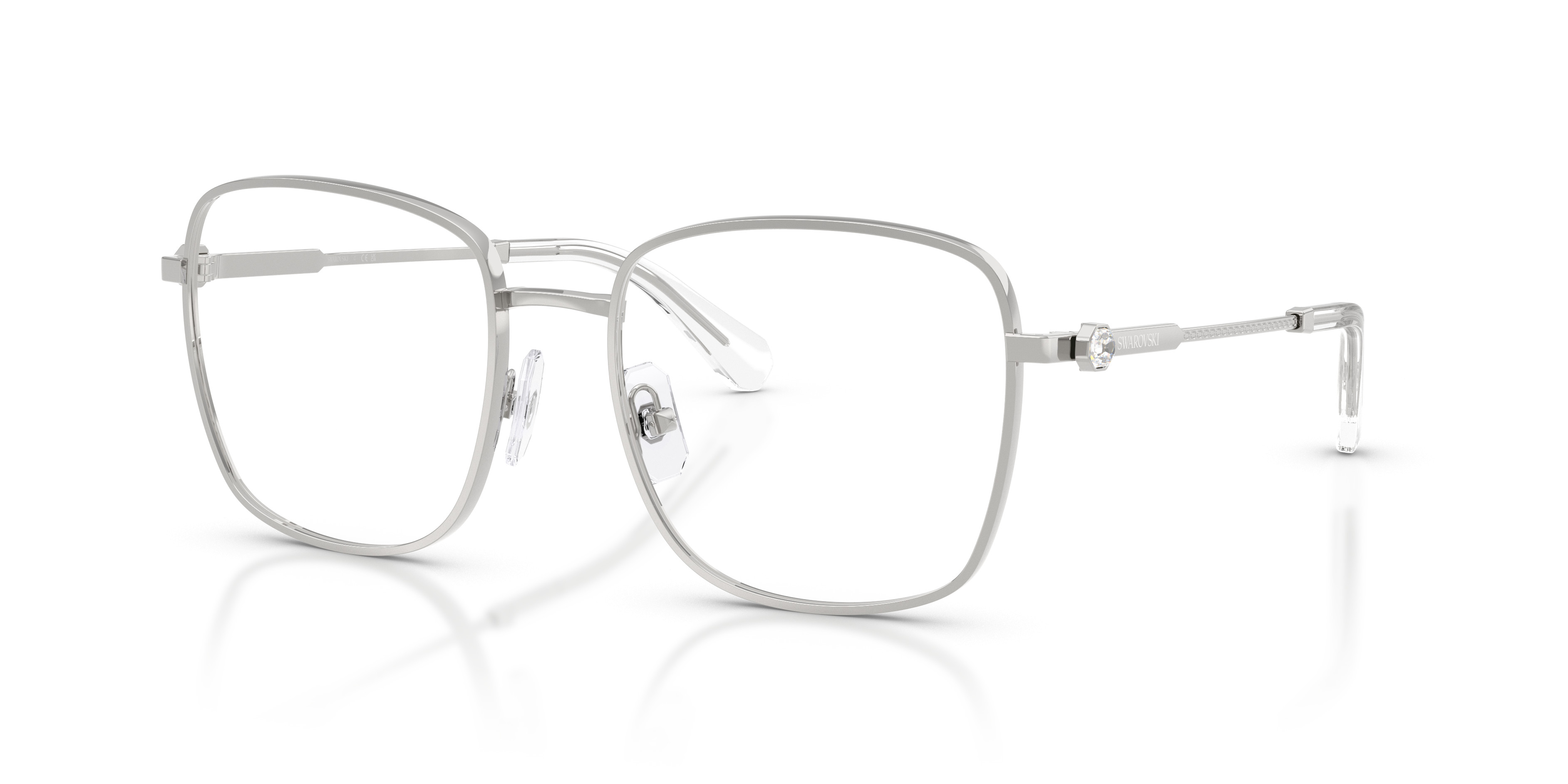 Titanium Swarovski Silver Crystal Glasses. Size 55-15-140 Swarovski Demo Cat Eye Ladies Eyeglasses SK5403-D 016 55  main image 3