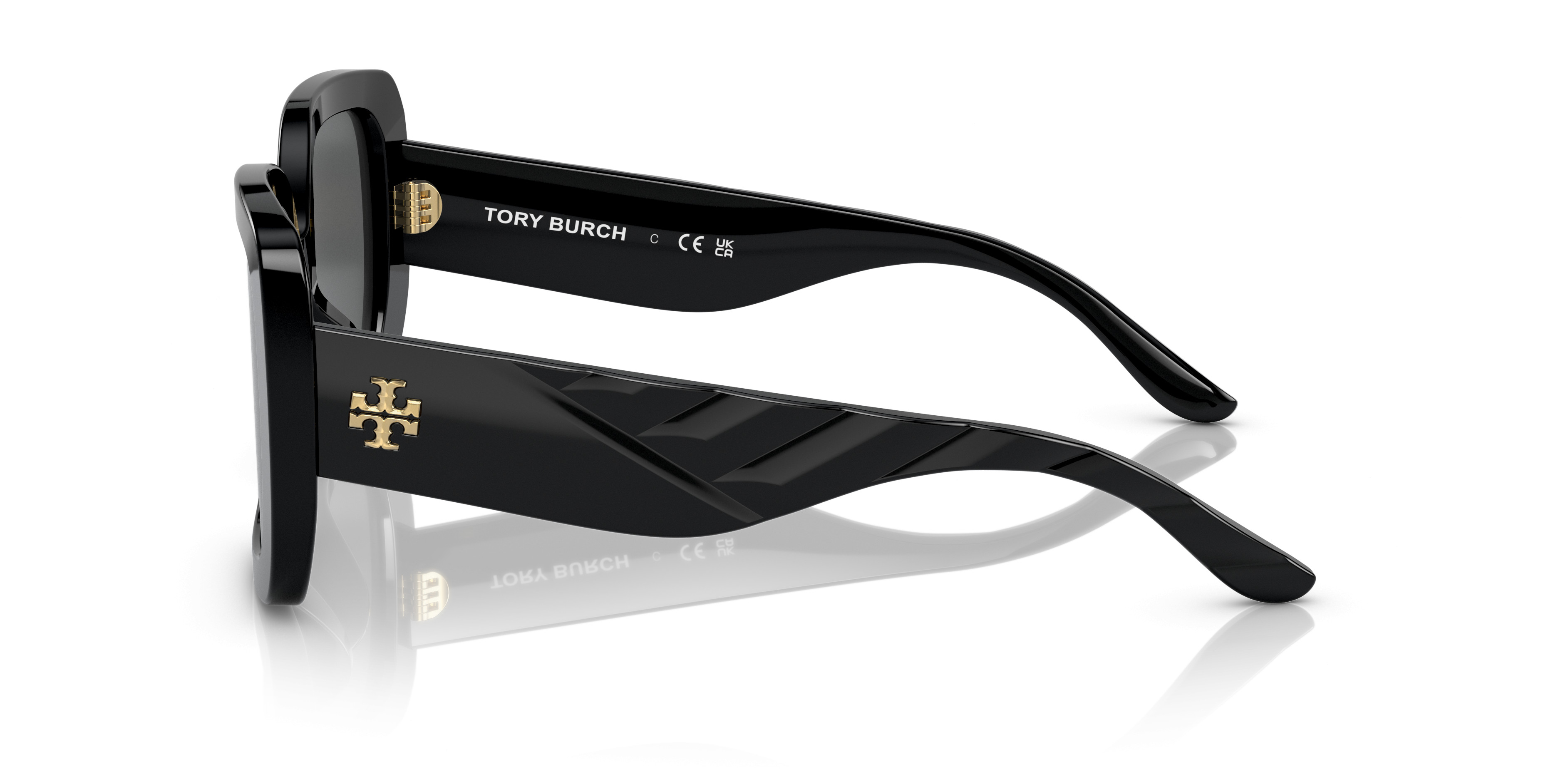 Tory Burch Sunglasses Matte Black With Gold Accents Tory Burch TY7198U M (54 - 17) with Grey lenses and Black  main image 2