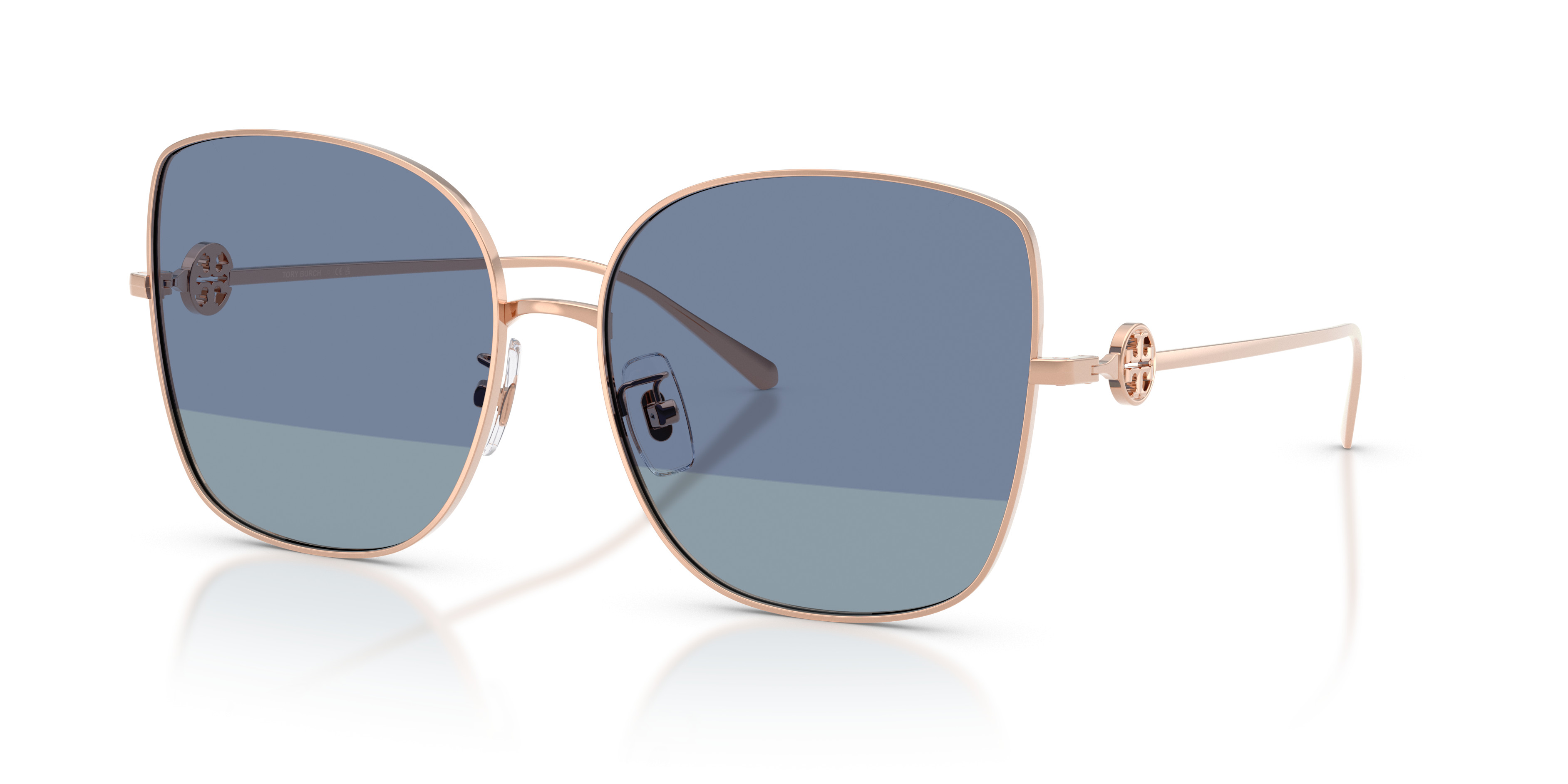 Tory Burch Powder Blue Sunglasses with Blue-Gray Lenses TORY BURCH TY5015M 331080 Shiny Light Gold Navy Blue 75 mm  main image 4