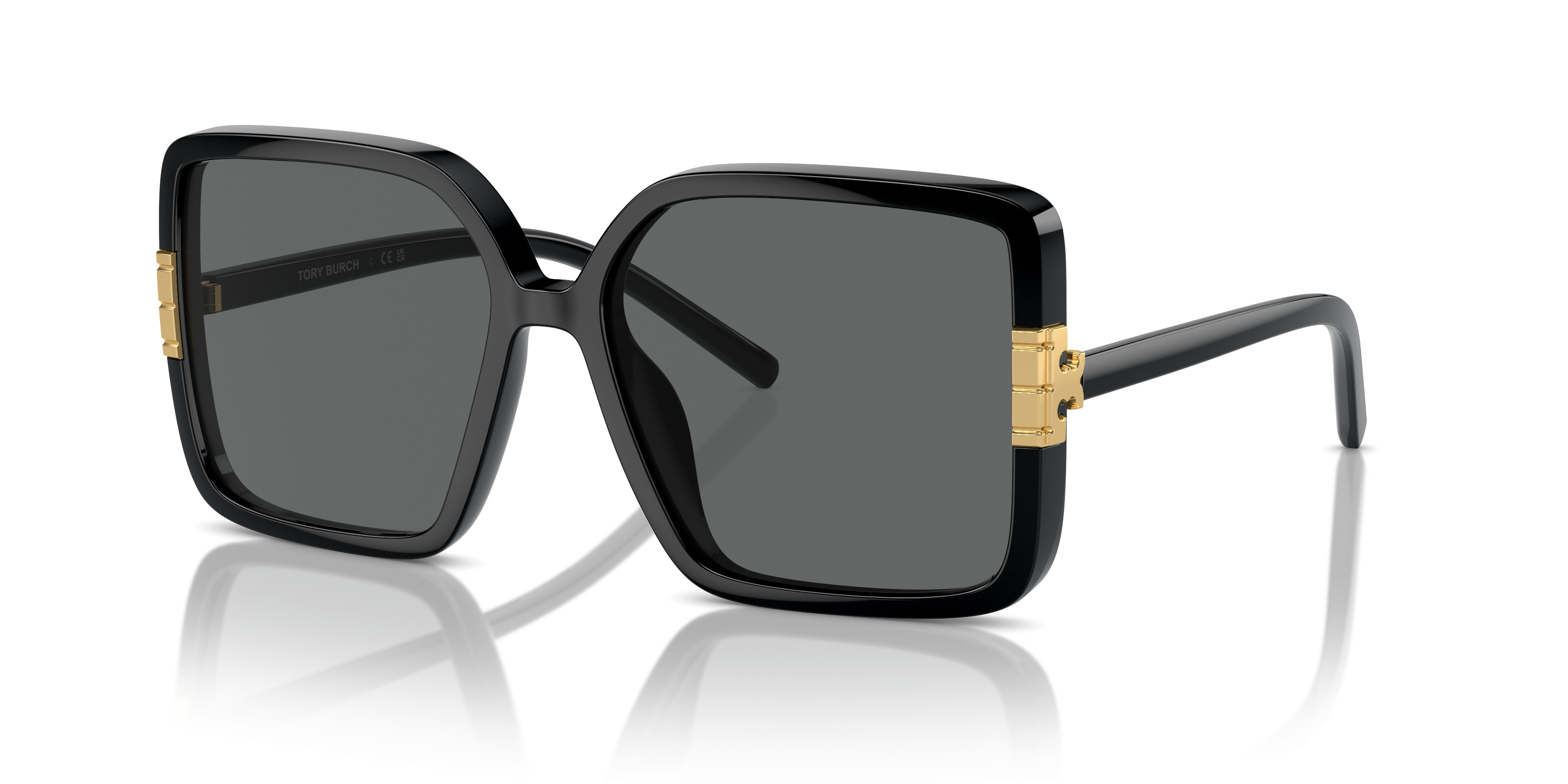 Tory Burch Black Frame Brown Gradient Lens Oversized Sunglasses Tory Burch Kira Square Sunglasses, Dark Tortoise Brown  main image 3