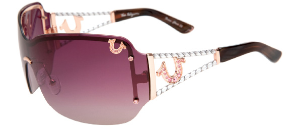 True Religion Rose Gold Frame Sunglasses with Pink Gradient Lenses LOGO ANGLE SUNGLASSES main image 2