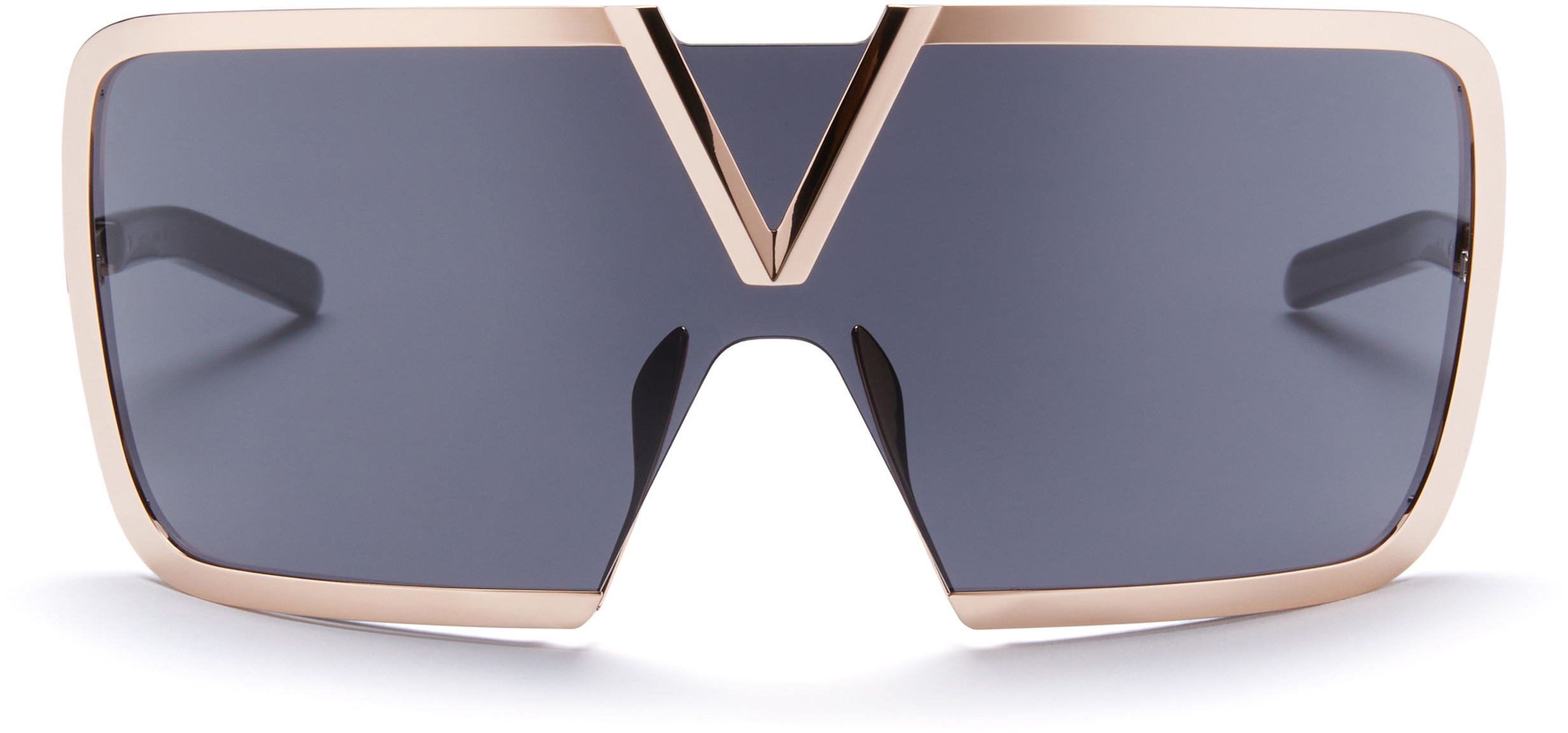 Valentino V-ROMASK VLS-120A Sunglasses Rose Gold Shield Frame, Dark Grey Lenses Valentino V-Goldshield Rose Gold Navigator Shield Sunglasses  main image 2